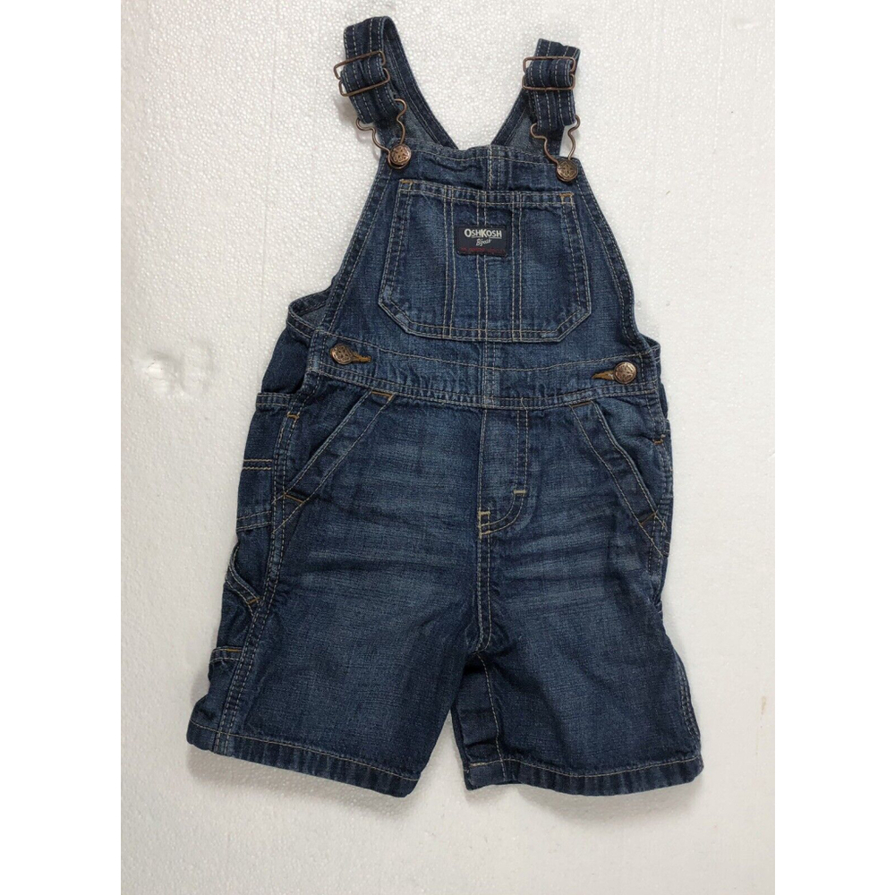 Oshkosh B’Gosh 24 Months Y2K VTG  Overall Shorts Blue Jean Bibs